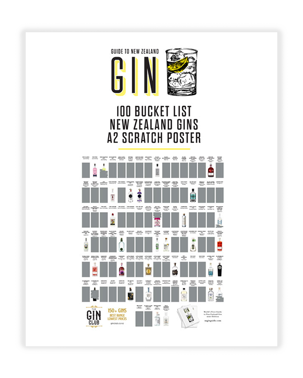 New Zealand Gin Bucket List Scratch Poster